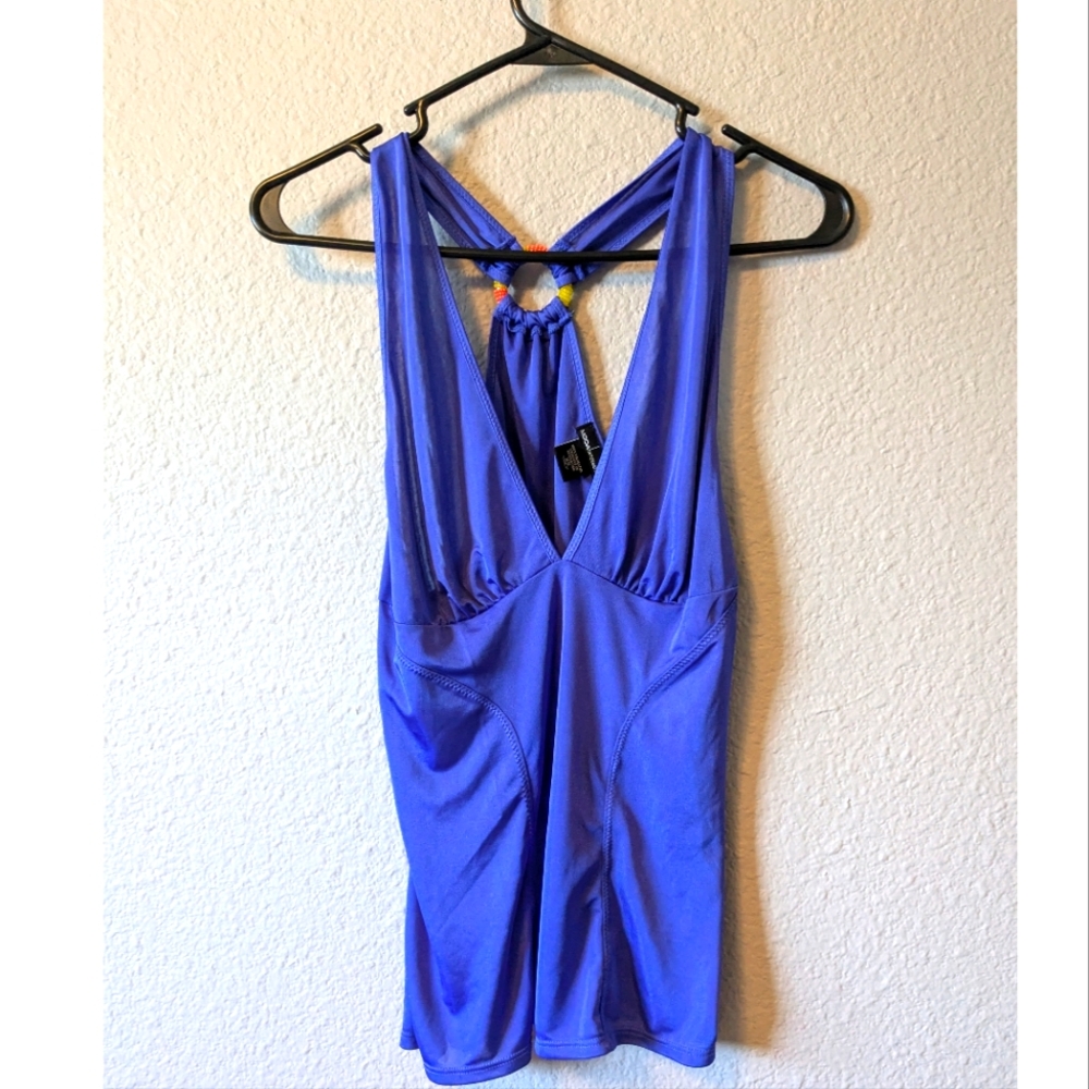 Victoria's Secret Moda International Blue Halter Ruched Racer Top Sz. XS